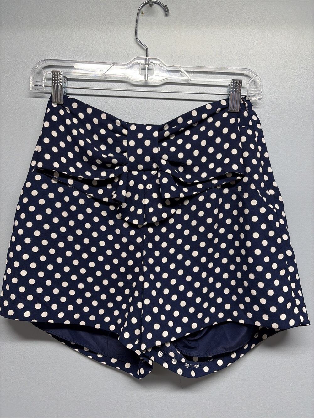 Disney Polka Dot Shorts XS Extra Small Lauren Conrad LC Womens Bow Navy Blue